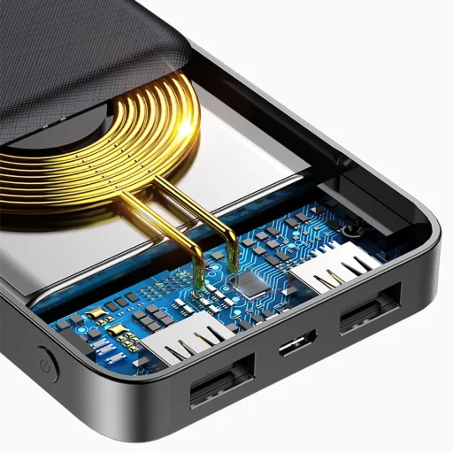 Baseus M36 10000 mAh powerbank vezeték nélküli Qi gyorstöltéssel fehér színben - 7