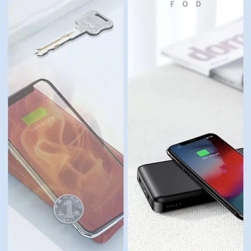 Baseus M36 10000 mAh powerbank vezeték nélküli Qi gyorstöltéssel fehér színben - 9