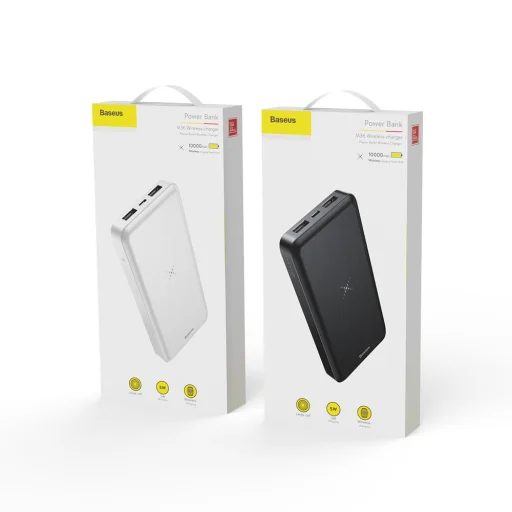 Baseus M36 10000 mAh powerbank vezeték nélküli Qi gyorstöltéssel fehér színben - 16