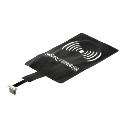 Vezeték nélküli QI töltés vevőegység Micro USB csatlakozóval qi adapter, fekete - 1