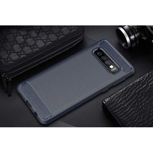 Szénszál mintájú TPU tok Samsung S10 Plus kék - 4