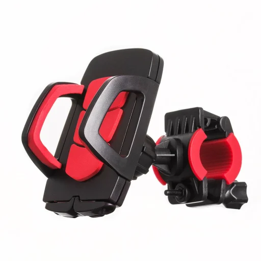 Bicikli kormányra rögzíthető univerzális telefontartó fekete/piros, telefon tartó kerékpáros - 2