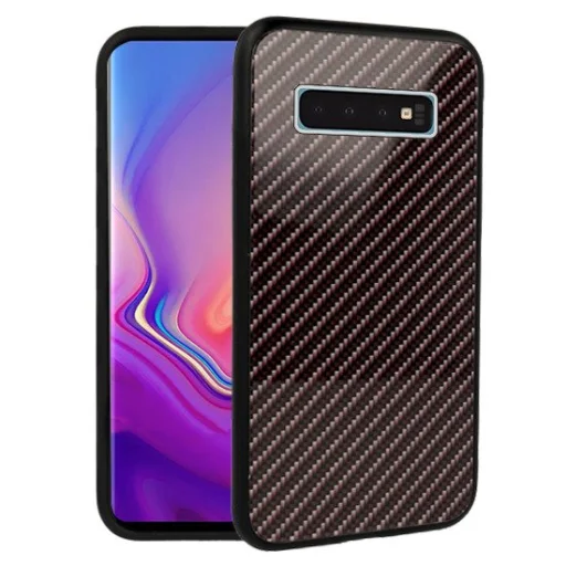 Carbon üveg hátlapú tok Samsung S10 Plus sötétszürke - 1