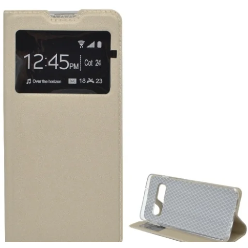 Bőr S-View fliptok Samsung S10 arany - 1