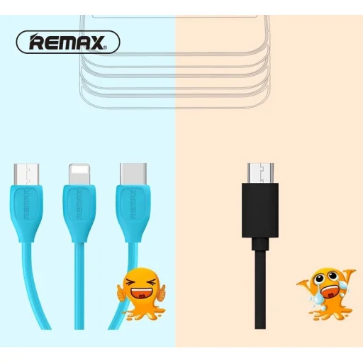 Remax Lesu micro USB/ Lightning/ USB Type-C kábel 1m 2.1A fekete - 2