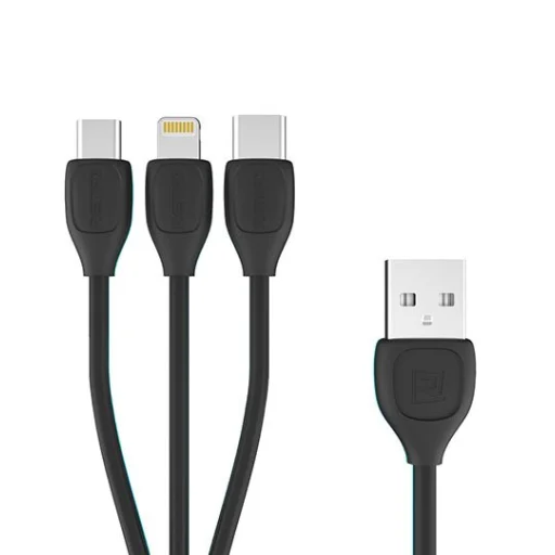 Remax Lesu micro USB/ Lightning/ USB Type-C kábel 1m 2.1A fekete - 1