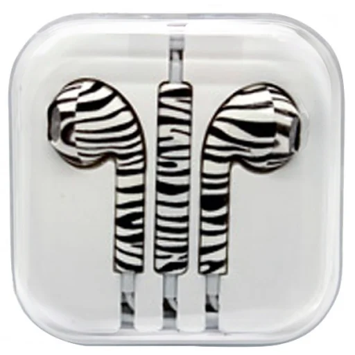 Fülhallgató mikrofonnal és hangerő szabályzóval iPhone/iPad/iPod zebra mintával - 1