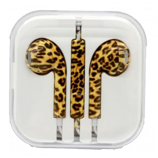 Fülhallgató mikrofonnal és hangerő szabályzóval iPhone/iPad/iPod leopárd mintával - 1