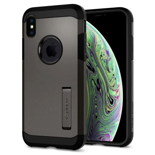 Spigen Tough Armor tok kihajtható támasszal iPhone X gunmetal színben - 1