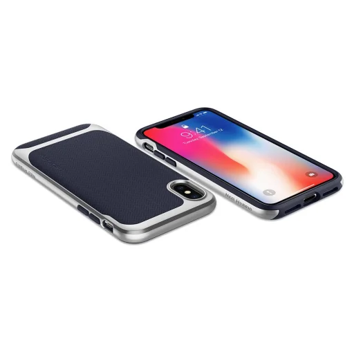 SPIGEN Neo Hybrid TPU tok PC kerettel iPhone X kék/ezüst színben - 5