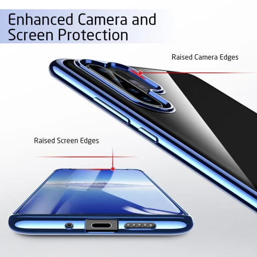 ESR Essential áttetsző tok Huawei P30 kék színű kerettel - 5