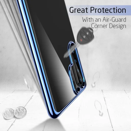 ESR Essential áttetsző tok Huawei P30 kék színű kerettel - 6