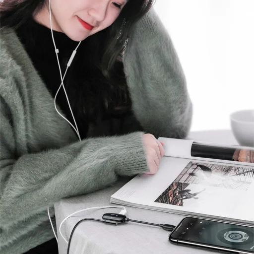 Baseus Audio Converter hub Lightning - 2 db Lightning, Jack 3.5mm fehér - 10