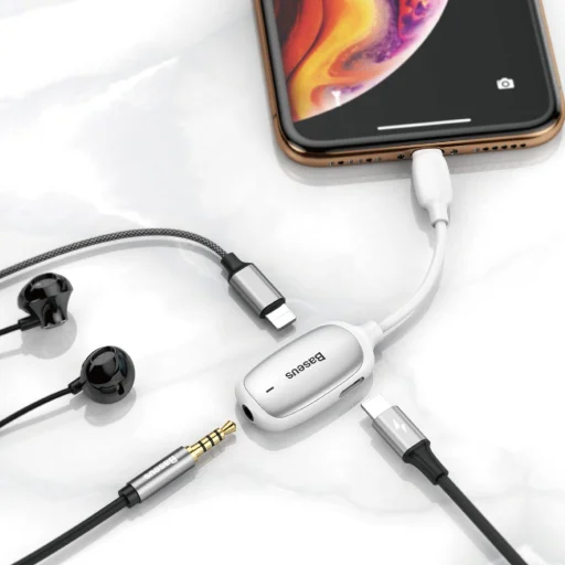 Baseus Audio Converter hub Lightning - 2 db Lightning, Jack 3.5mm fehér - 5