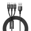 Baseus Rapid micro USB/ Lightning/ USB Type-C kábel 1,2m 3A fekete thumbnail