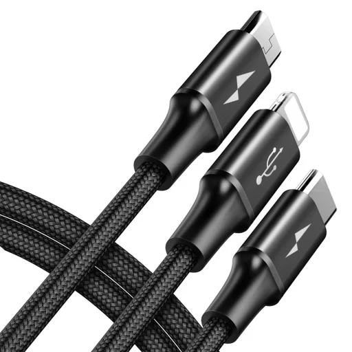 Baseus Rapid micro USB/ Lightning/ USB Type-C kábel 1,2m 3A fekete - 2