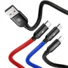 Baseus 3 Primary Colors micro USB/ Lightning/ USB Type-C kábel 1,2m 3.5A fekete - 12