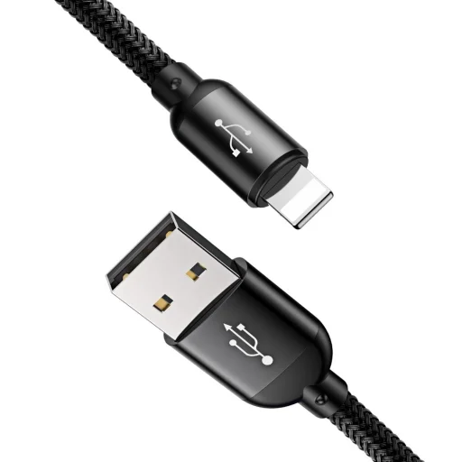 Baseus 3 Primary Colors micro USB/ Lightning/ USB Type-C kábel 1,2m 3.5A fekete - 2