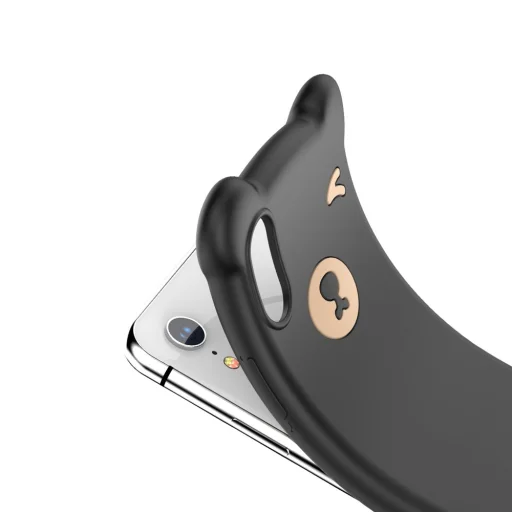 Baseus Bear flexibilis szilikon tok csuklópánttal iPhone XR fekete - 6