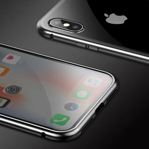 iPhone Xs Max Baseus mágneses tok ezüst/áttetsző - 15