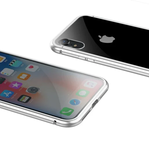 Baseus mágneses tok iPhone XR ezüst/áttetsző - 10