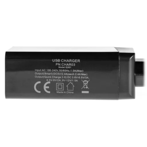 Green Cell QC 3.0 hálózati, fali töltő adapter 3 USB porttal, gyorstöltéssel fekete (CHAR03) - 2