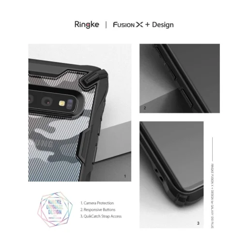 Ringke Fusion X PC tok TPU kerettel Samsung S10 camo/fekete - 6