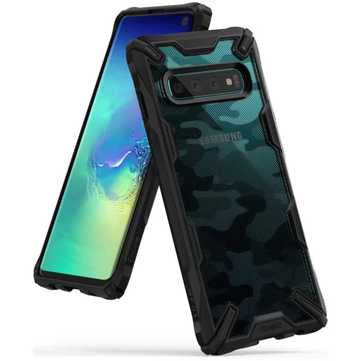 Ringke Fusion X PC tok TPU kerettel Samsung S10 camo/fekete - 1