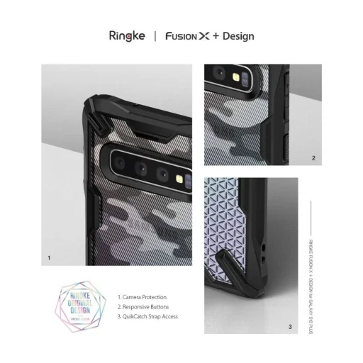 Ringke Fusion X PC tok TPU kerettel Samsung S10 Plus camo/fekete - 2