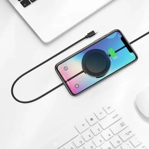 Baseus vezeték nélküli + Lighting töltő egyben 5W 5V/3A 1.2m fekete  (WXCA-01) - 6