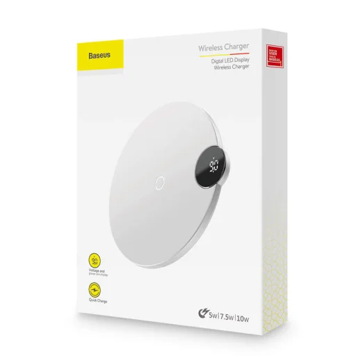 Baseus Digital LED Display WXSX-02 vezeték nélküli qi töltő, gyorstöltő ezüst - 2