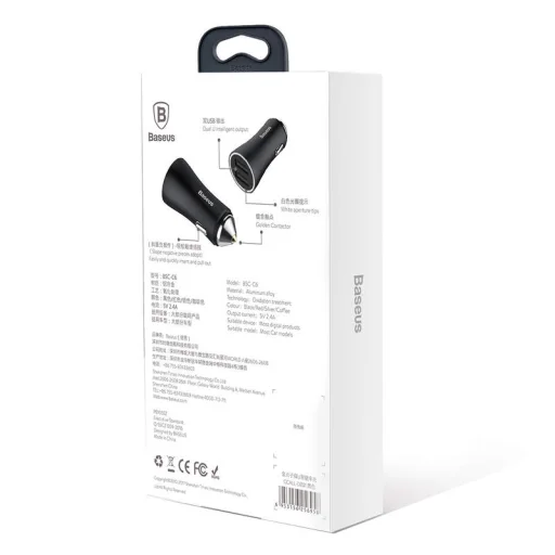 Baseus univerzális autós szivargyújtós töltő 2 USB aljzattal piros színben - 7