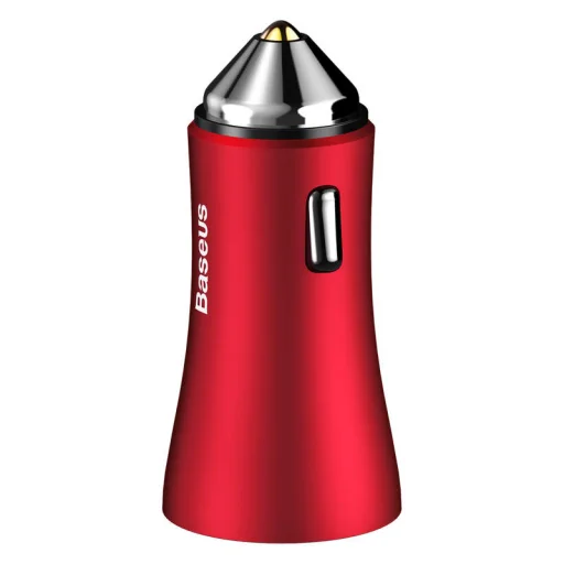 Baseus univerzális autós szivargyújtós töltő 2 USB aljzattal piros színben - 2
