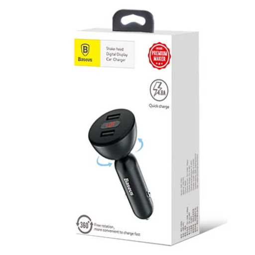Baseus univerzális szivargyújtós autós töltő 360 fokban dönthető fejjel fekete (CCALL-YT01) - 3