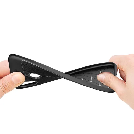 Litchi mintázatú flexibilis TPU tok Huawei P20 Lite szürke - 2