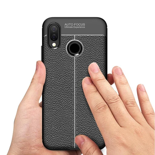 Litchi mintázatú flexibilis TPU tok Huawei P20 Lite szürke - 8