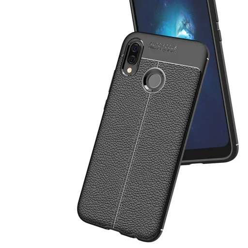 Litchi mintázatú flexibilis TPU tok Huawei P20 Lite szürke - 10