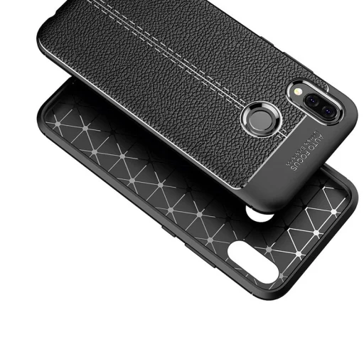 Litchi mintázatú flexibilis TPU tok Huawei P20 Lite szürke - 11