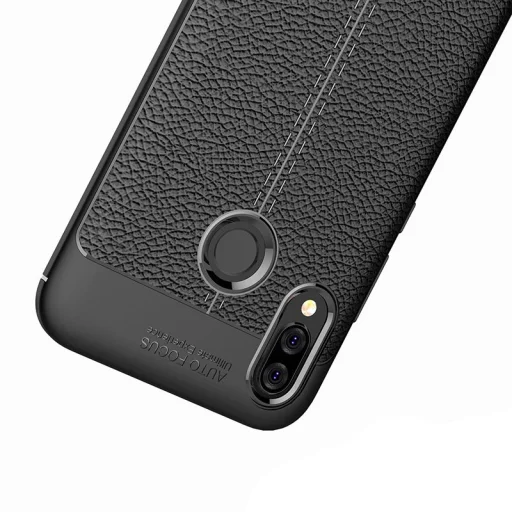 Litchi mintázatú flexibilis TPU tok Huawei P20 Lite szürke - 4