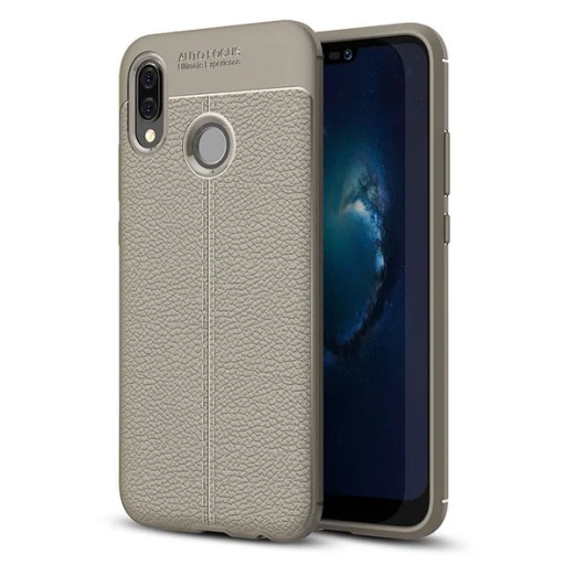 Litchi mintázatú flexibilis TPU tok Huawei P20 Lite szürke - 1