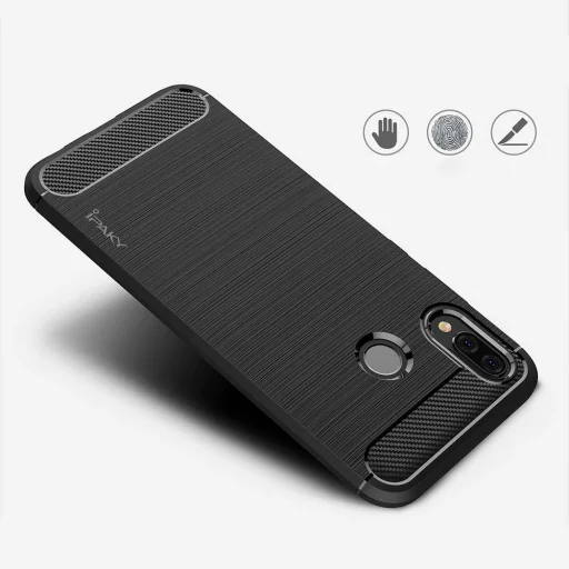 iPaky Slim szénszál mintájú TPU tok Huawei P20 Lite fekete - 3