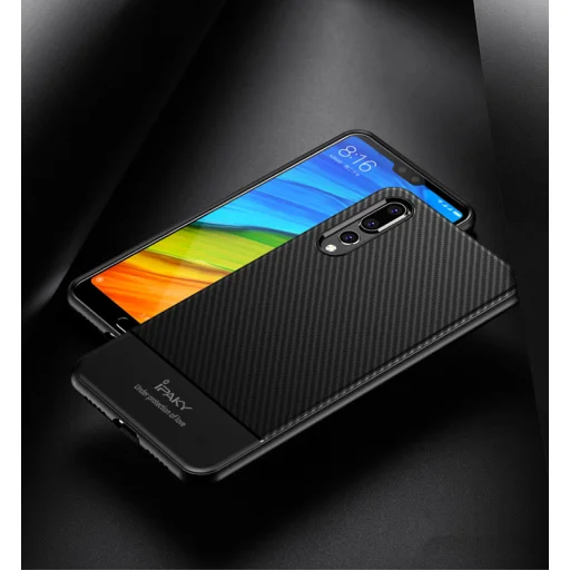 iPaky Carbon Fiber flexibilis TPU tok Huawei P20 Lite fekete - 10
