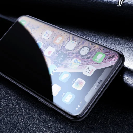 Baseus 3D kijelzővédő 9H üvegfólia hangszóró védelemmel iPhone X/XS/11 Pro fekete - 7