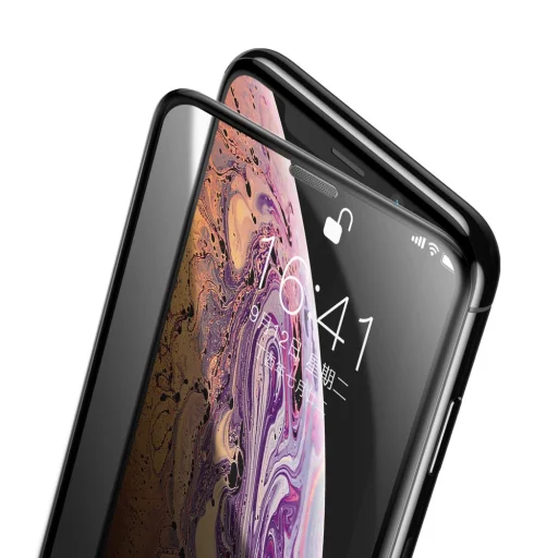 Baseus 3D kijelzővédő 9H üvegfólia hangszóró védelemmel iPhone X/XS/11 Pro fekete - 3