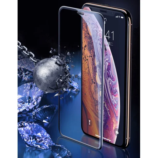 Baseus 3D kijelzővédő 9H Anti-Blue Light üvegfólia hangszóró védelemmel iPhone X/XS/11 Pro fekete - 10