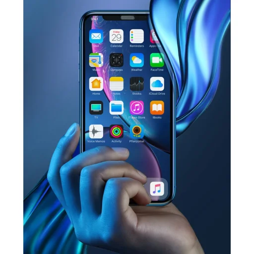 Baseus 3D kijelzővédő 9H Anti-Blue Light üvegfólia hangszóró védelemmel iPhone XR/11 fekete - 11