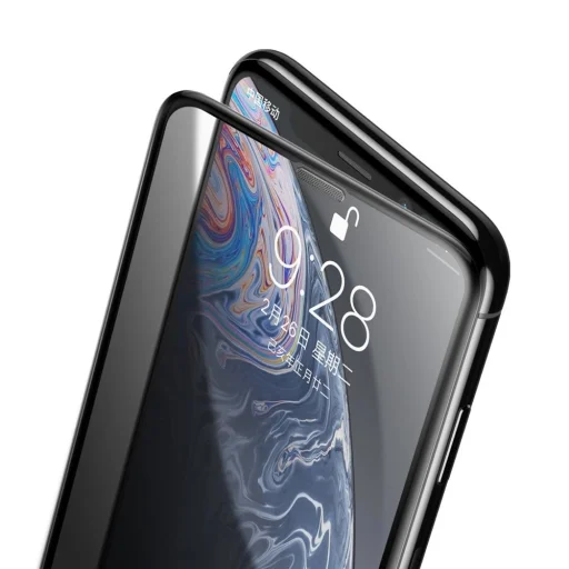 iPhone Xr Baseus 3D kijelzővédő 9H üvegfólia hangszóró védelemmel fekete - 3
