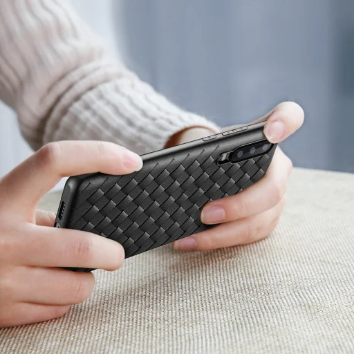 Baseus BV fonott textúrájú TPU tok Huawei P30 fekete színben - 6