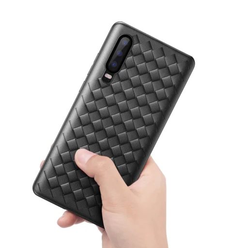 Baseus BV fonott textúrájú TPU tok Huawei P30 fekete színben - 2