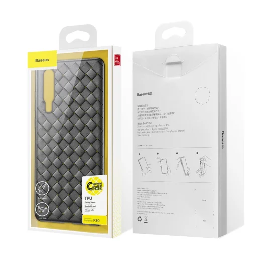 Baseus BV fonott textúrájú TPU tok Huawei P30 fekete színben - 13